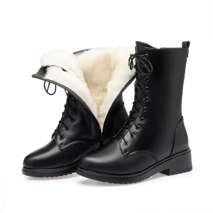 AIYUQI Women's Winter Shoes Genuine Leather Boots Women Large size 41 42 43 Casual Marton Boots Women  Snow Boots