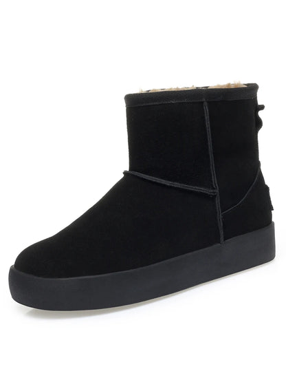 Damen Schnee Stiefel aus echtem Leder mit warmem Wollfutter