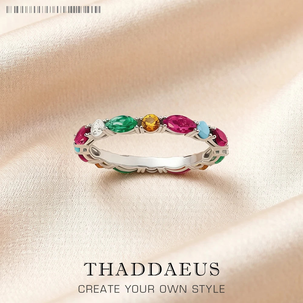 Damen-Ring bunte Steine königlich Bohemia aus Sterlingsilber