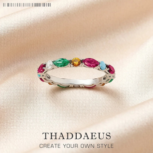 Damen-Ring bunte Steine königlich Bohemia aus Sterlingsilber