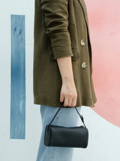 Rindsleder-Handtasche | Top-Handle Mit Schultergurt