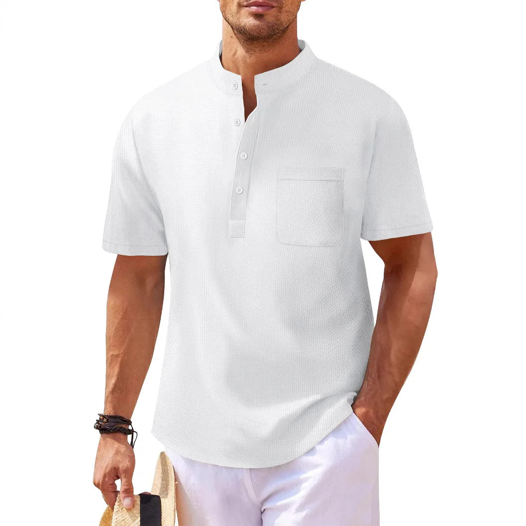 Langarm-Poloshirt für Herren mit Reverskragen – dünnes, vielseitiges Oberteil für Business und Freizeit in Uni-Farben, ideal für den Frühling und Herbst
