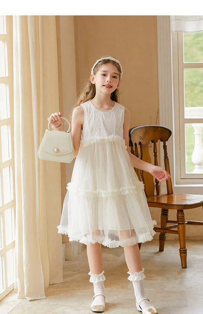 Ärmelloses Sommerkleid für Mädchen in Hellgelb – ideal für Geburtstage, Hochzeiten und festliche Anlässe