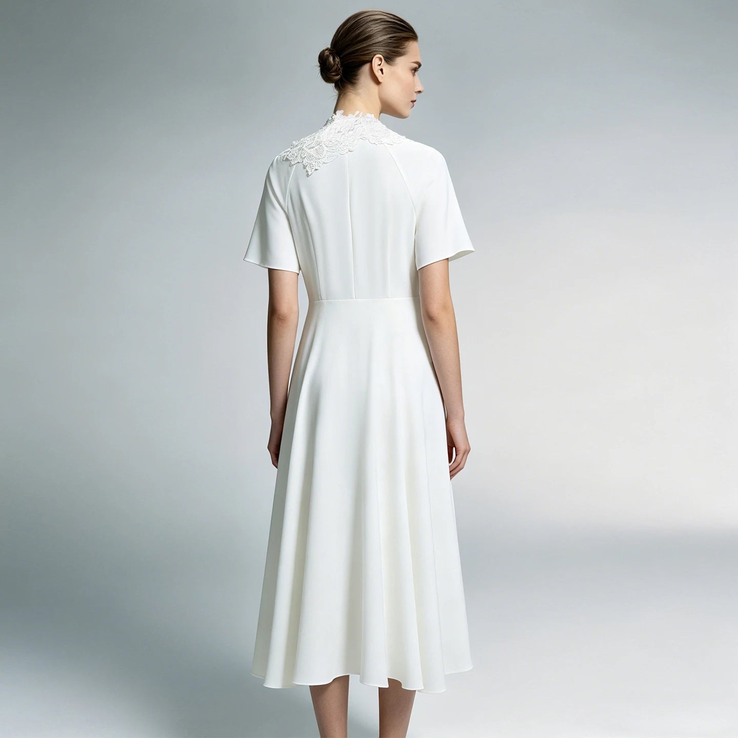 Elegantes Midikleid Für Damen Aus Chiffon Mit V-Ausschnitt Im Sommer