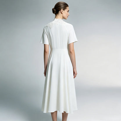 Elegantes Midikleid Für Damen Aus Chiffon Mit V-Ausschnitt Im Sommer