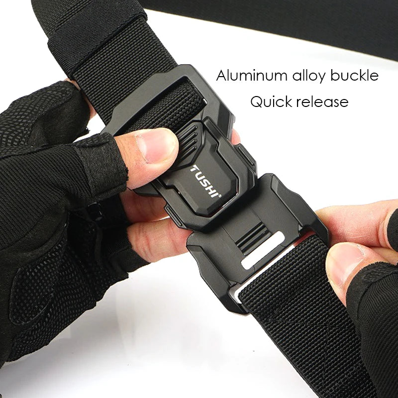 Herren-Elastischer Outdoor-Gürtel aus Aluminiumlegierung mit Schnellverschluss für Trekking