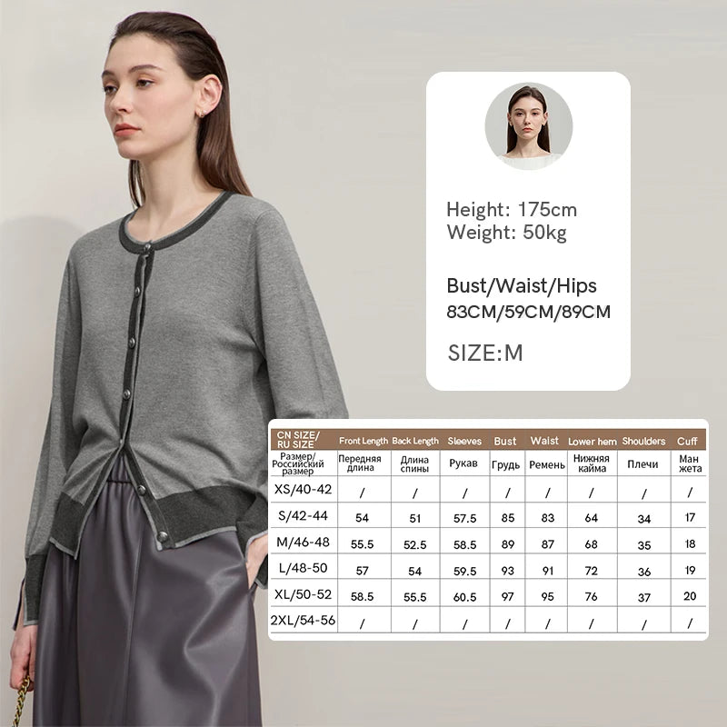 Damen-Strickjacke Rundhals Patchwork gerade elegant vielseitig Herbst