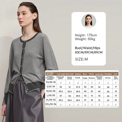 Damen-Strickjacke Rundhals Patchwork gerade elegant vielseitig Herbst