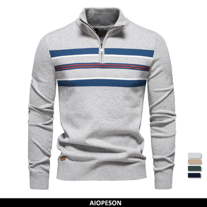 Herren Pullover aus Baumwolle mit Stehkragen für lässige Business-Looks
