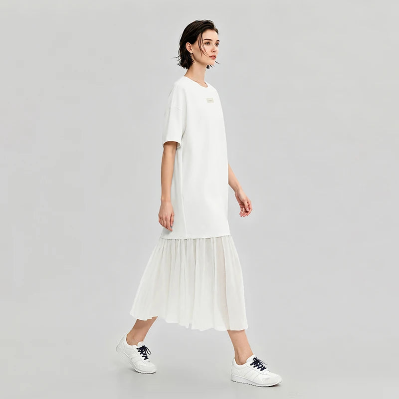 Leichtes Luftschicht Damen Kleid Sommer Casual Chiffon Midikleid Büro