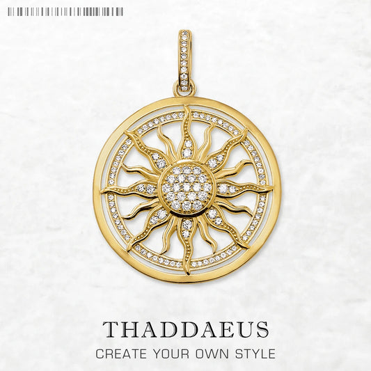 Damen-Charm-Anhänger Sonne Amulett golden glamourös aus Sterlingsilber