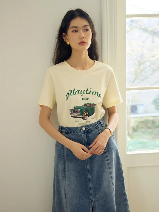 Kurzarmshirt für Damen in Übergröße mit Pixel-Hasen-Print und handgefertigter Schleife – ideal für den Sommer