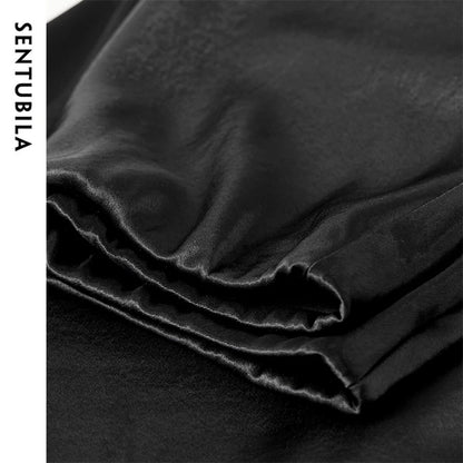 Damen Rock im Luxus-Stil aus Satin mit A-Linie für Partys und Abende