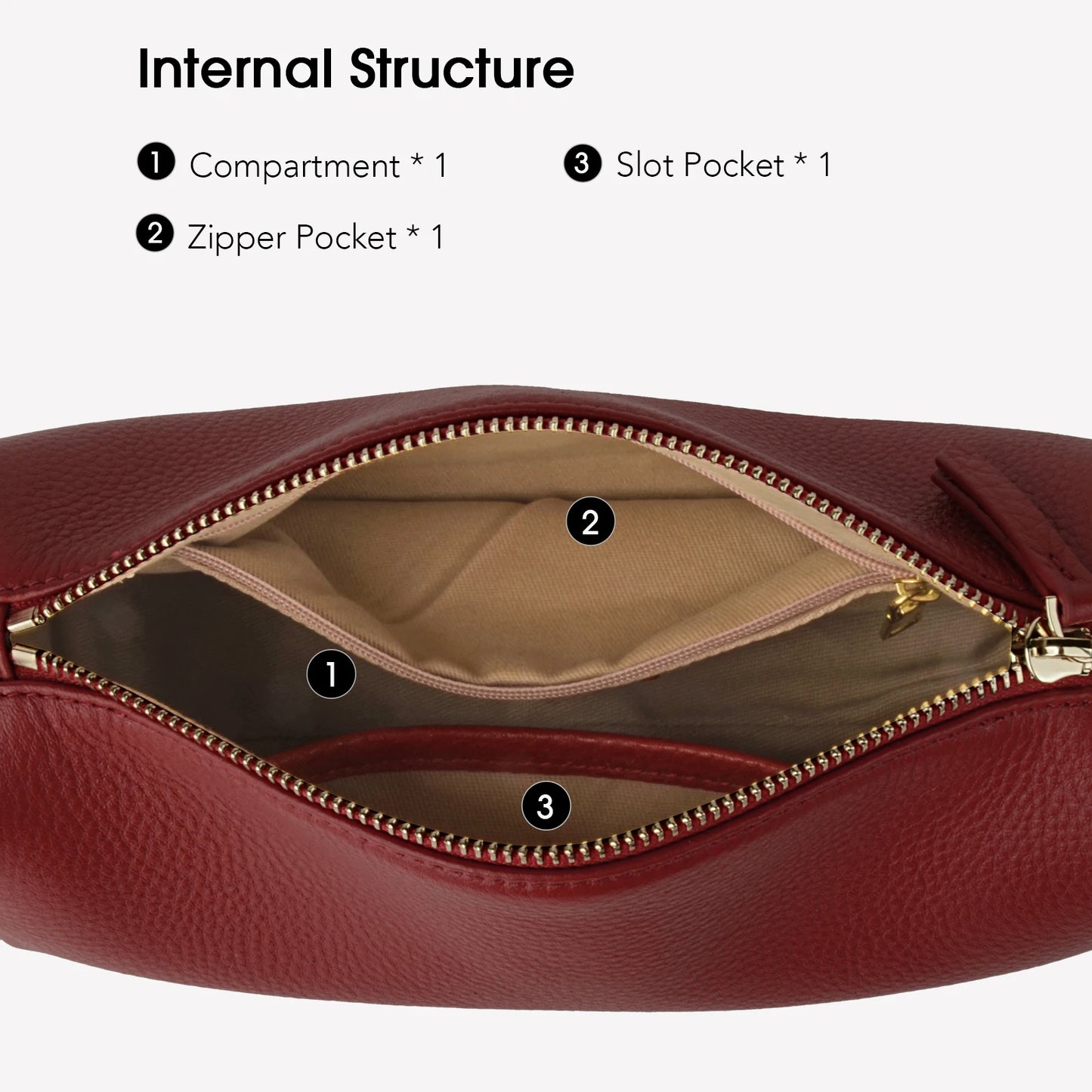 Damen-Handtasche Barrel-Form aus Kalbsleder - Naturfarbe, Gold-Hardware
