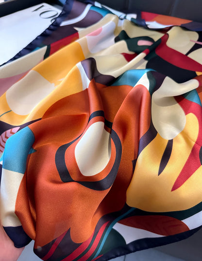 Damen Seidenschal 70cm quadratisch Frühling Halstuch Krawatte Hijab Haarband Bandana
