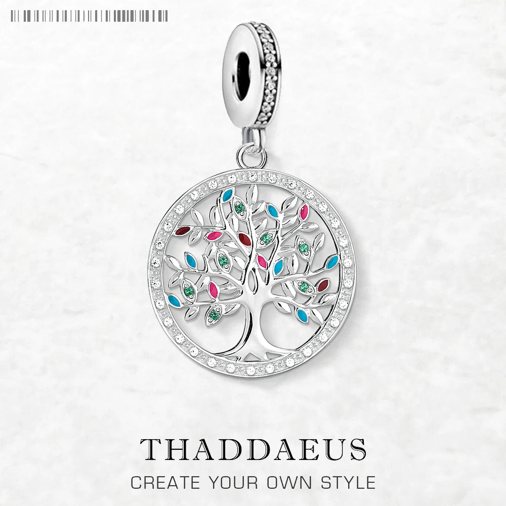 Damen-Charm-Anhänger bunter Baum romantisch aus Sterlingsilber