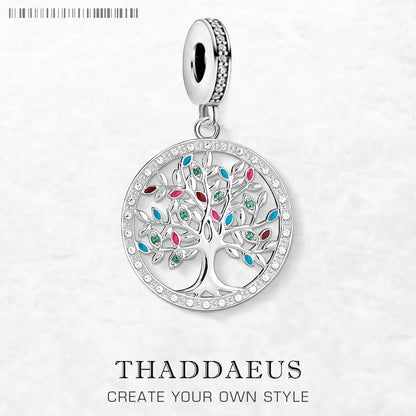 Damen-Charm-Anhänger bunter Baum romantisch aus Sterlingsilber