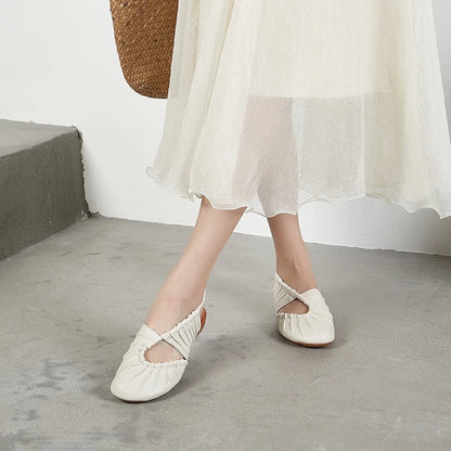 AIYUQI 2025, neue stil geschlossene zehen frauen sandalen Plissee nicht-slip Römischen sandalen für frauen Große größe sommer strand weibliche schuhe