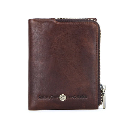 Herren Echtleder Geldbörse Bifold Vintage Senior Reißverschluss Luxus Kartenhalter Geldclip