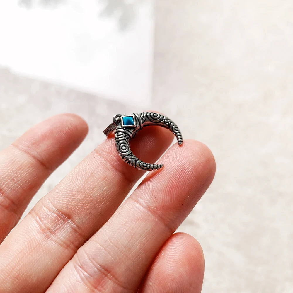 Damen-Charm blauer Zahn Vintage aus Sterlingsilber