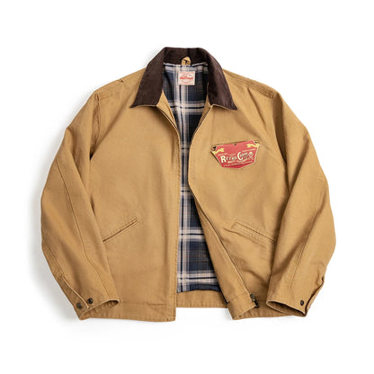Herren Jacke Retro Canvas Detroit schwere Taschen Reverskragen Reißverschlussmantel