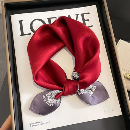 Damen Seidenschal klein Krawatte Haarband Bandana Foulard Kopftuch bedruckt