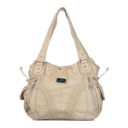 Damen-Umhängetasche Aus PU Mit Mehrfach-Innenfächern Und Reißverschluss Im Vintage Stil