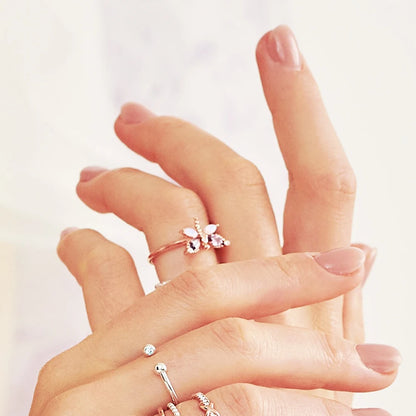 Damen-Ring Libelle Roségold trendig aus Sterlingsilber