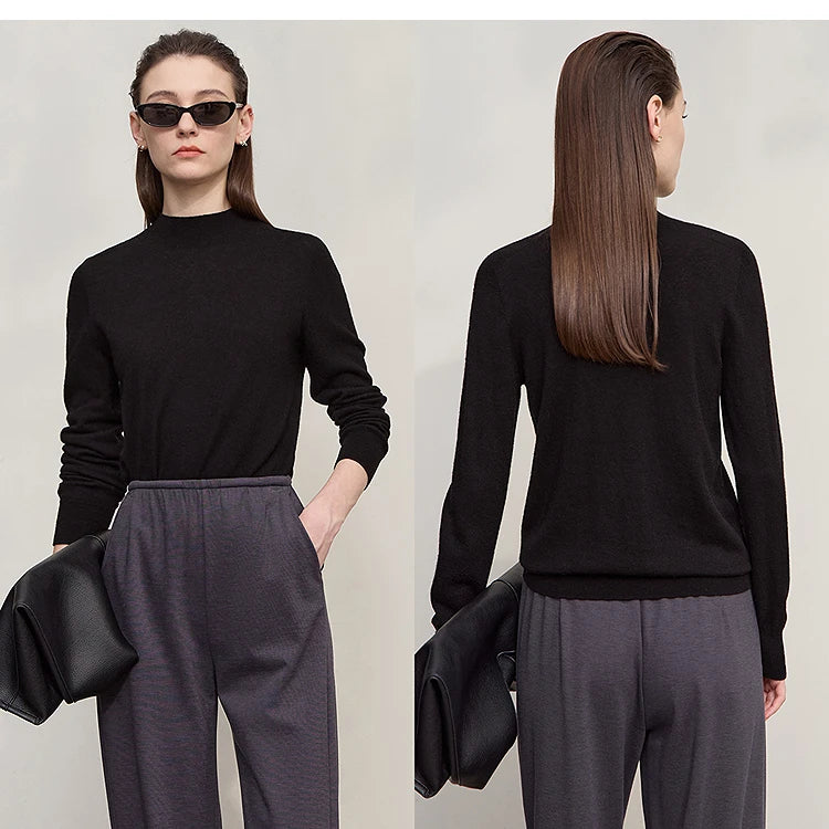 Damen V-Ausschnitt Pullover 100 % Wolle Basic Herbst-Winter