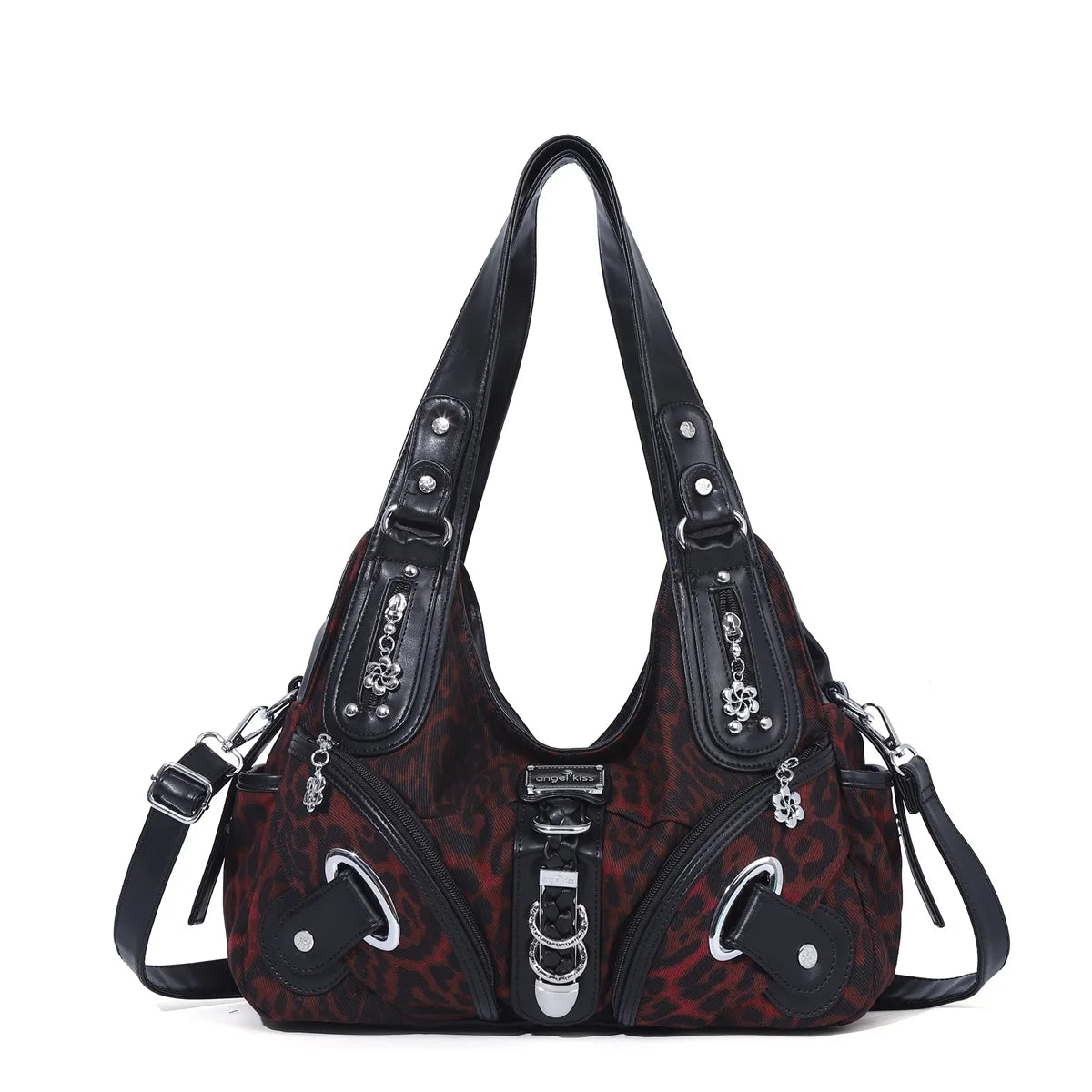Damen-Schultertasche Leopardenmuster mit Vintage-Charme und Top-Handle-Design für Alltag