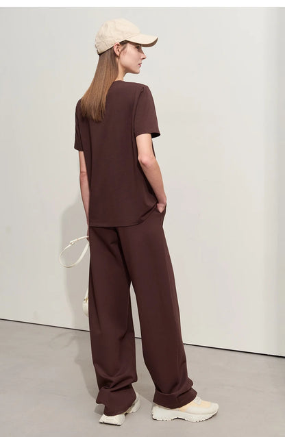 Damen T-Shirt aus Baumwolle mit lässigem O-Ausschnitt und modischer Stickerei
