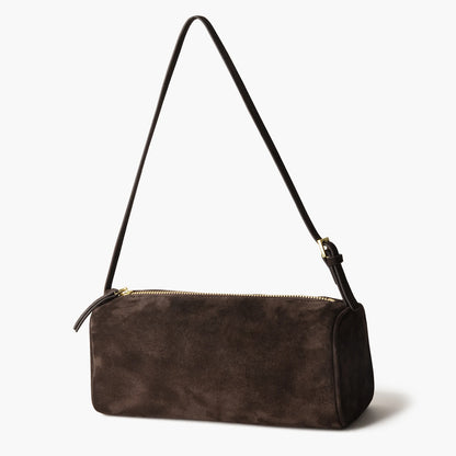 Lange Wildleder-Damentasche | Barrel-Form Schultertasche Luxus