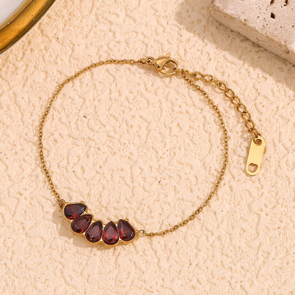 Damen-Armband mit roten Wassertropfen-Zirkonia