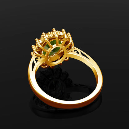 Damen-Ring aus Silber 925 mit Ovaler Schliff Peridot 8x10mm Vintage Stil Handgefertigt