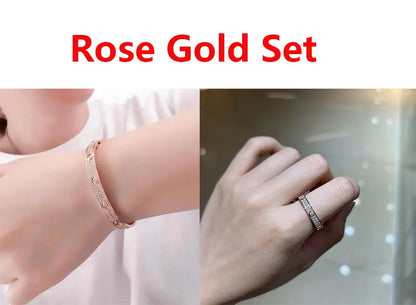 Damen-Schmuckset Ring und Armreif mit Moissanit