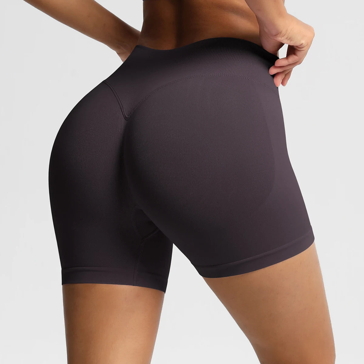 Damen-Sportshorts mit hoher Taille, dunkelgrau, eng geschnitten