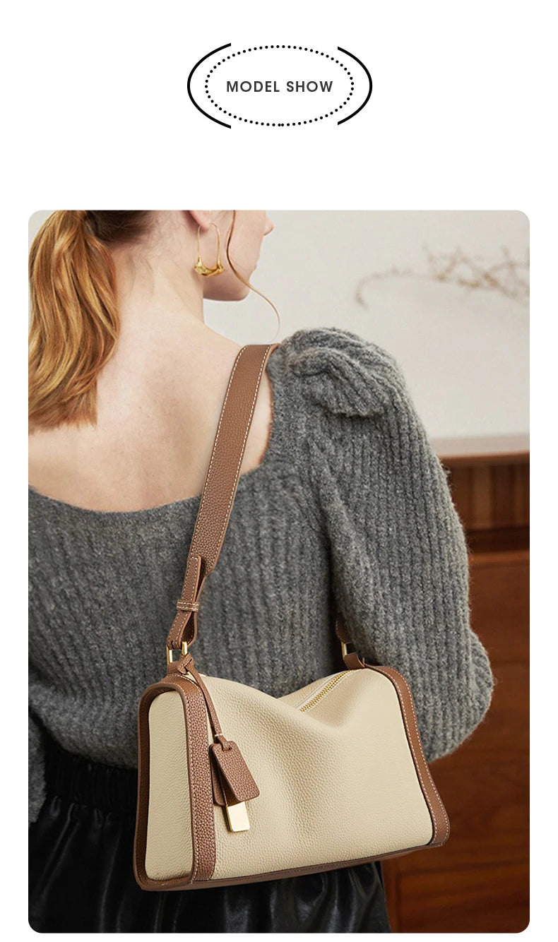 Damen-Schultertasche Vintage-Charme aus Spaltleder Alltagsbegleiterin für Stil und Funktion im Alltag