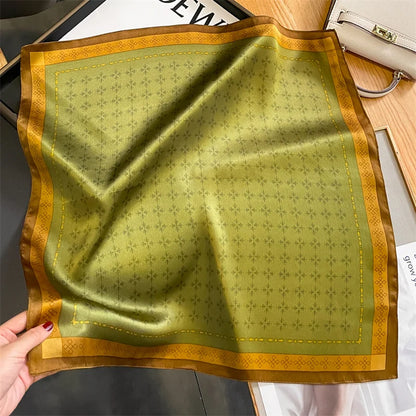 Damen Seidenschal Frühling bedruckt Haarband Halstuch Bandana quadratisch klein