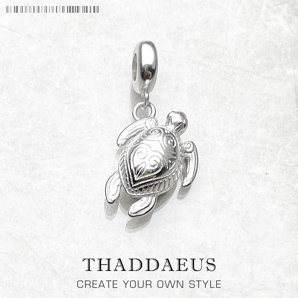 Schildkröten-Charm-Anhänger aus 925er Sterlingsilber mit Aufhängeöse