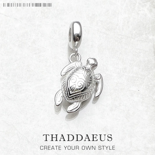 Schildkröten-Charm-Anhänger aus 925er Sterlingsilber mit Aufhängeöse