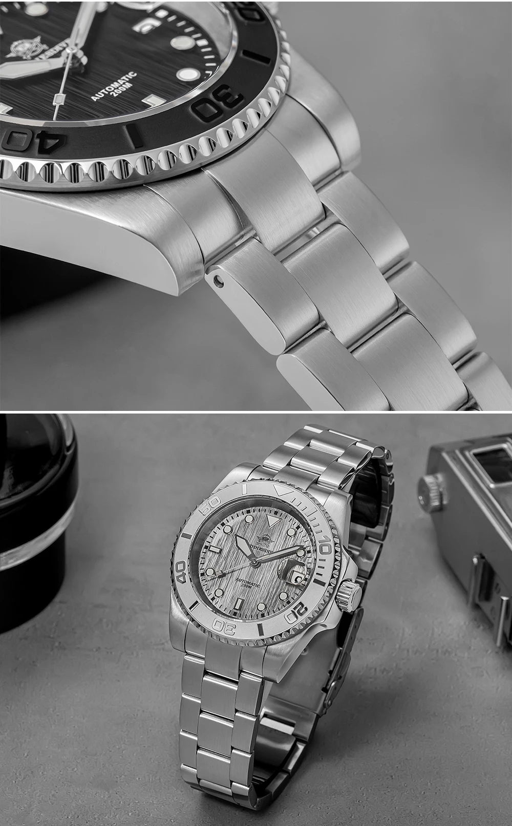 Herren-Taucheruhr mit gewoelbtem Saphirglas und NH35A-Automatikwerk