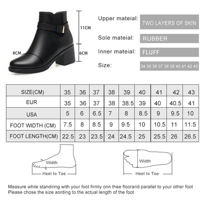 Größentabelle für Damenstiefeletten: Maße, Absatzhöhe, Sohlen- und Innenmaterial
