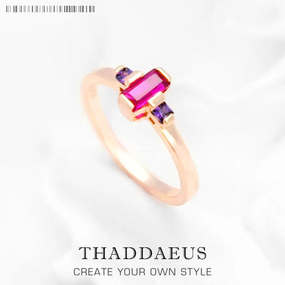 Damen-Ring Baguette-Schliff Roségold trendig aus Sterlingsilber