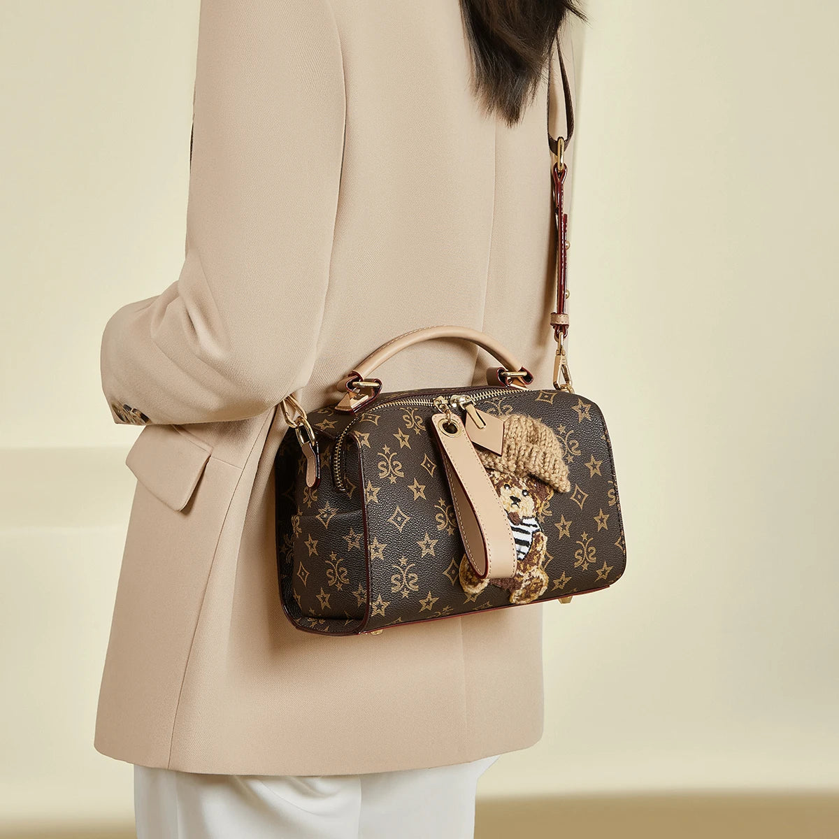 Damen-Handtasche Crossbody mit verstellbarem Tragegurt aus Kunstleder für Büro und Freizeit