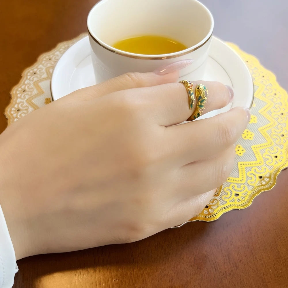 Damen-Ring Schlange magisch vergoldet klassisch aus Sterlingsilber