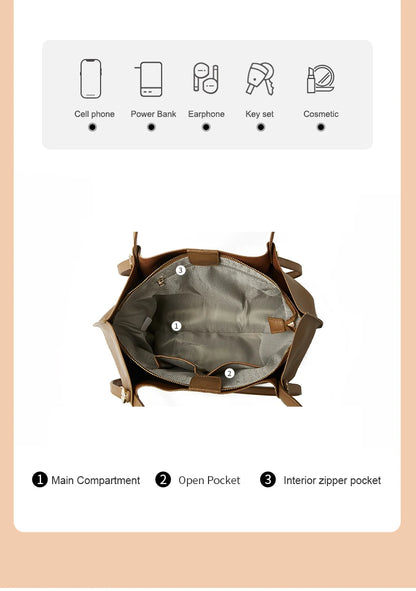 Damen Schultertasche Aus Splitleder Retro-Stil Großes Fassungsvermögen