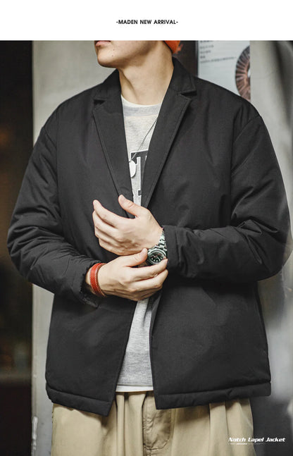 Herren Anzugjacke Verdickte Reverskragen Warmer Mantel Vielseitige Oberbekleidung Herbst Winter