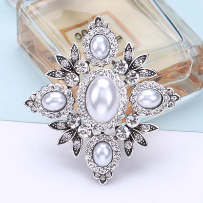 Brosche Kreuz Perle Strass Barock Vintage Luxus Hochzeit Party Damen