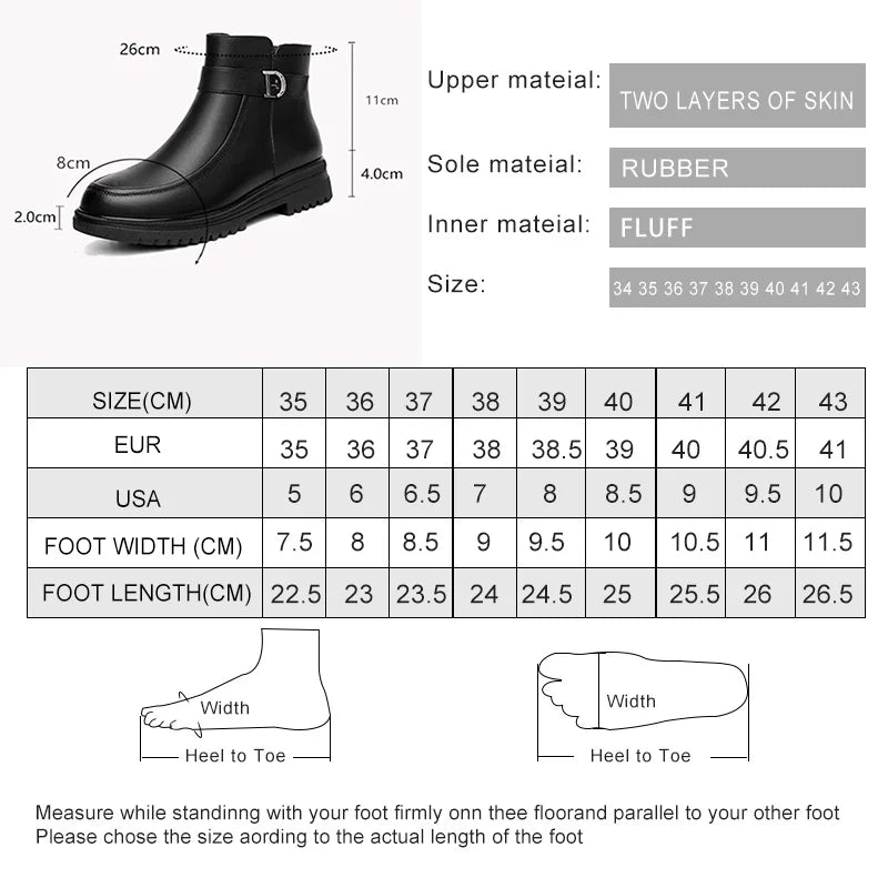 Damen Schneestiefel aus echtem Leder mit rutschfester Sohle und Wolle