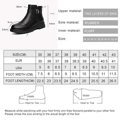 Damen Schneestiefel aus echtem Leder mit rutschfester Sohle und Wolle